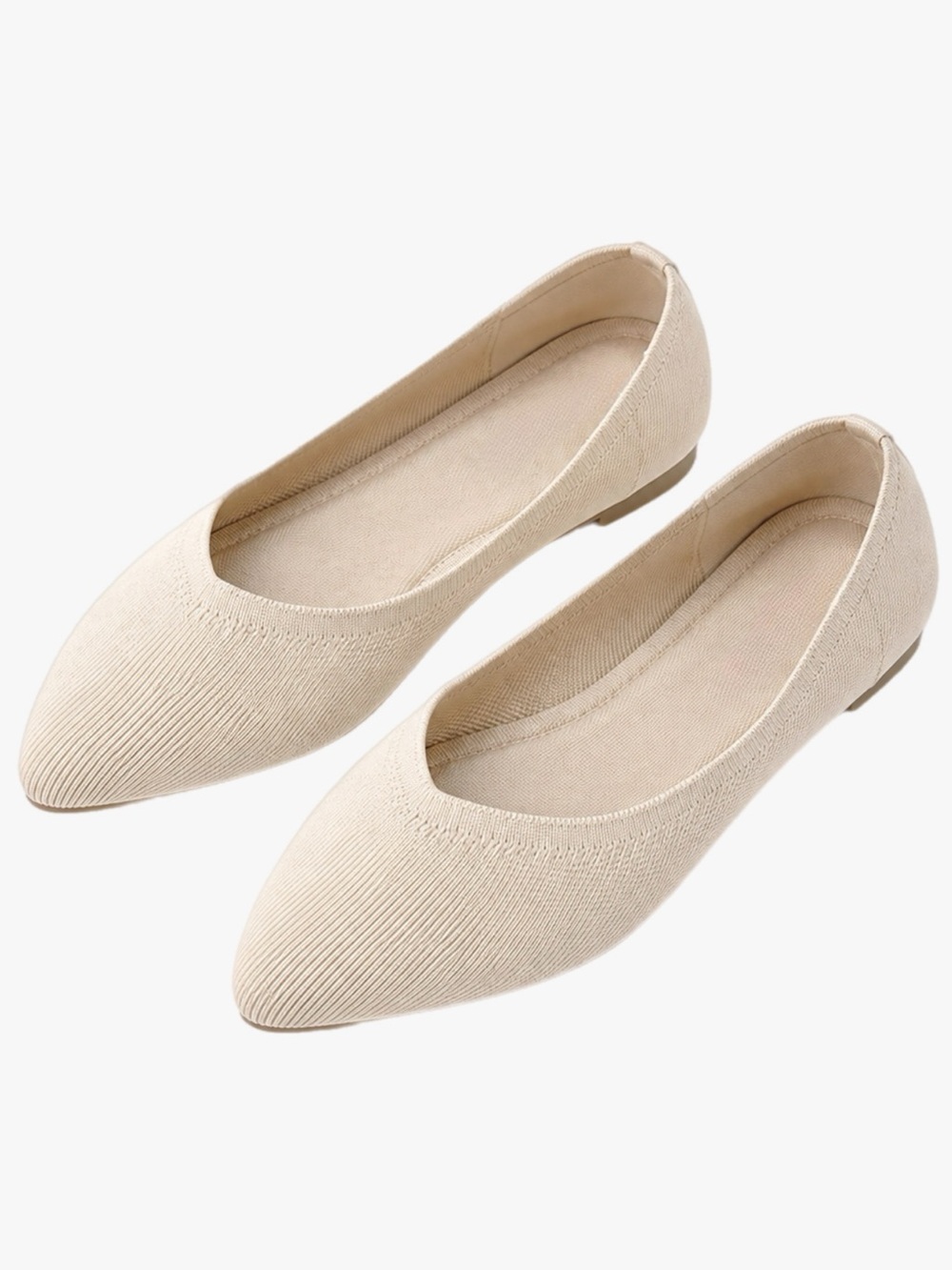 NEW AprCoco Women’s Size 11 Washable Beige Knit Pointed Toe Ballet Flats Shoes
